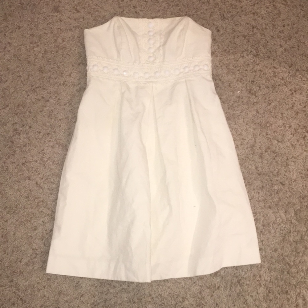 Lilly Pulitzer embellished strapless white dress